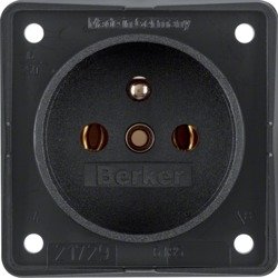 Integro Flow Zásuvka s uzemněním, mechanismus,  černá, mat Berker 9618505