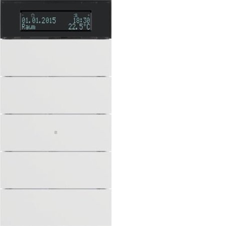 Senzor tlačítkový 5-násobný s termostatem a displejem B.IQ bílá, mat 75665599 HAGER